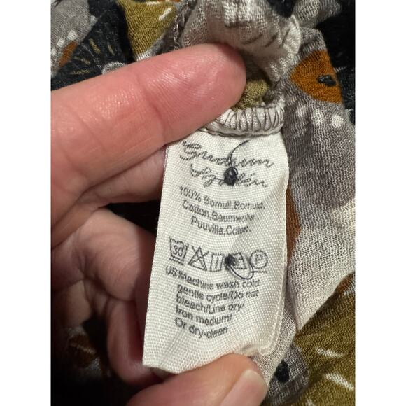 Gudrun Sjödén Earthy Floral Cotton Dress/Tunic Lagenlook Scandi Style (L) - Picture 7 of 7